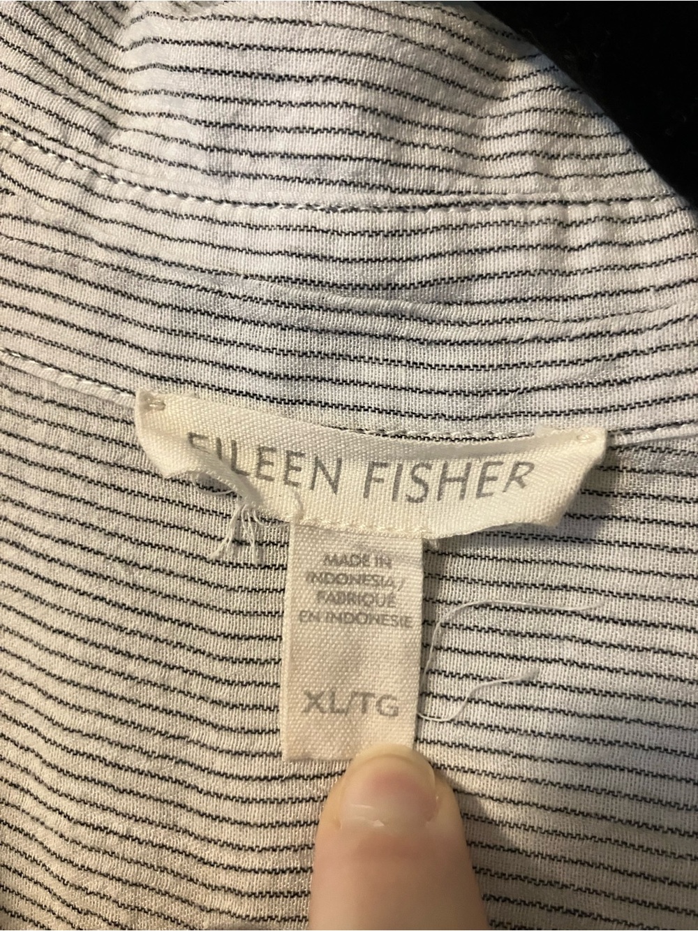 Eileen Fisher Organic Cotton & Tencel Striped Button-Up Shirt - Picture 3 of 4
